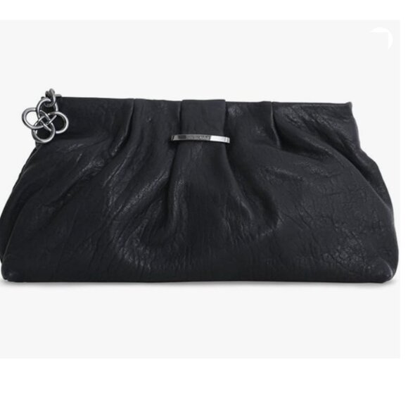 Stella & Dot Black Leather La Coco Clutch Handbag NEW - Picture 3 of 4
